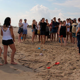 A class on the beach